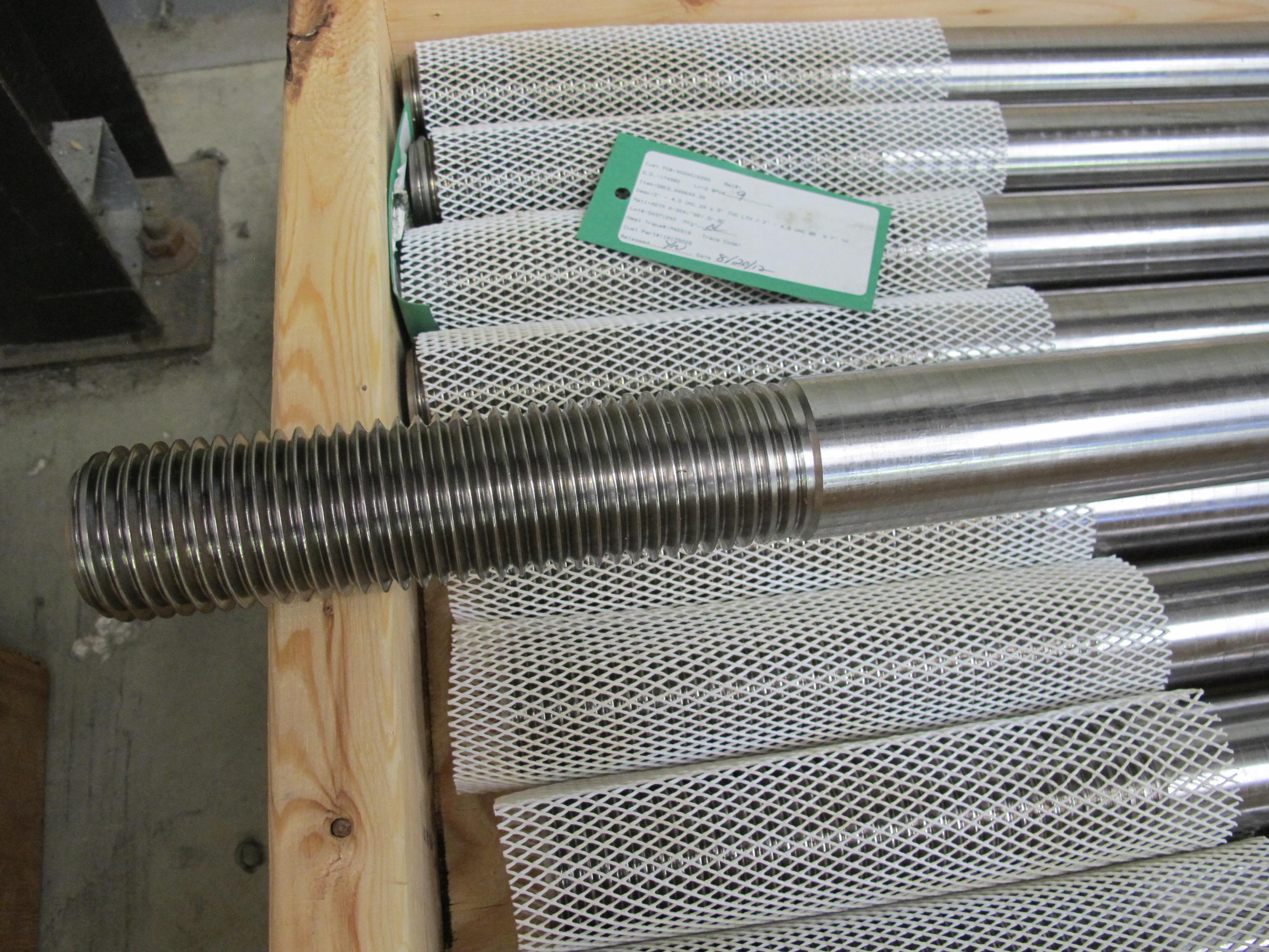 LOT (9) STUD, DOUBLE ENDED TYPE, 2" DIA X 56" LG (7" THREAD EACH END) SIZE, 4.5 NC THREADS-A, 4.5 NC THREADS-B, ALLOY STEEL MATERIAL, A354 SPECIFICATION, BC GRADE (W-44) LOADING & HANDLING FEE $45-